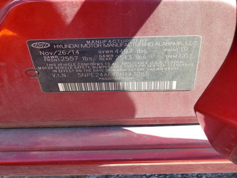 2015 Hyundai Sonata მანქანა იყიდება აუქციონზე, vin: 5NPE24AF4FH143085, აუქციონის ნომერი: 52151596
