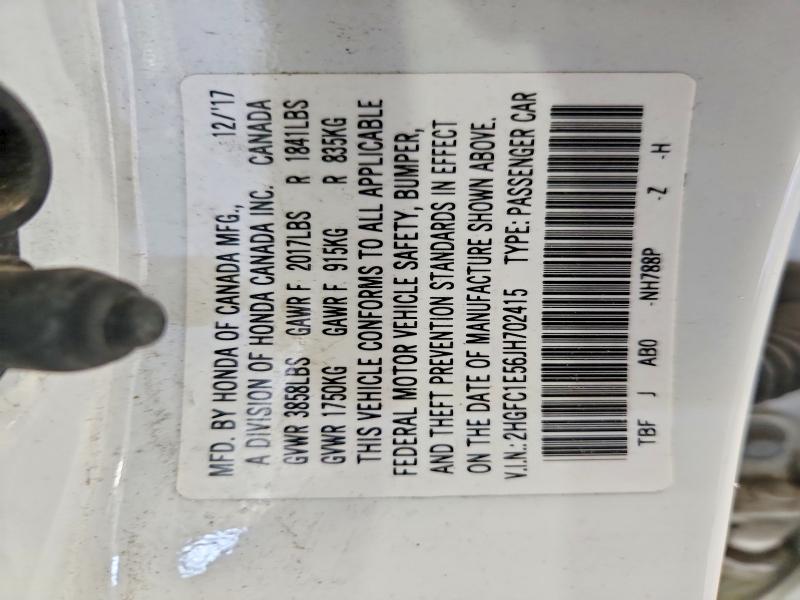 Aukcja sprzedaży 2018 Honda Civic, vin: 2HGFC1E56JH702415, numer aukcji: 54132366