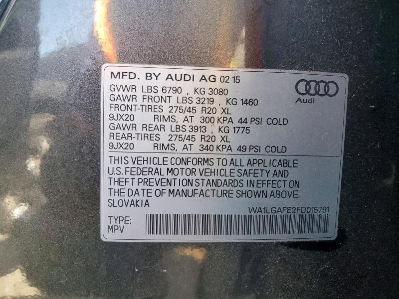 Продажа на аукционе авто 2015 Audi Q7, vin: WA1LGAFE2FD015791, номер лота: 53009896