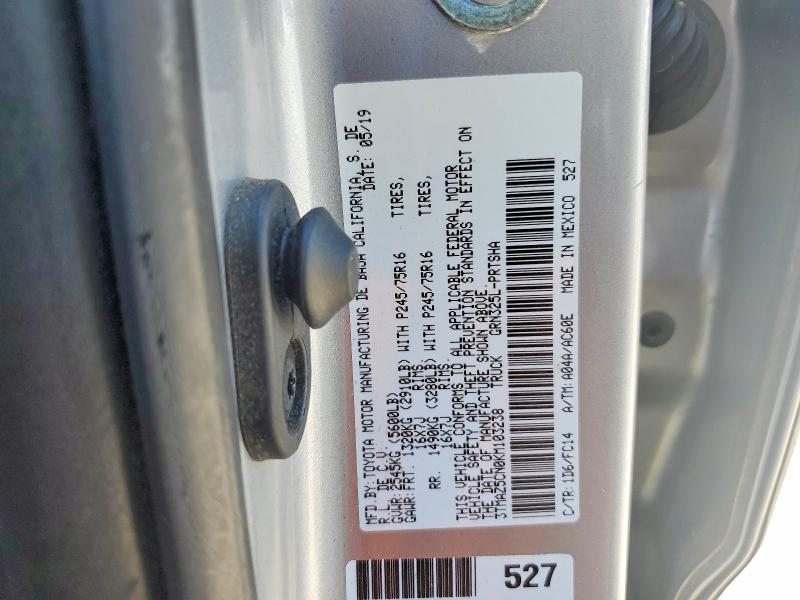 Aukcja sprzedaży 2019 Toyota Tacoma, vin: 3TMAZ5CN0KM103238, numer aukcji: 52599886