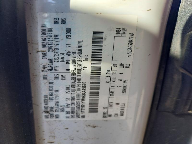 51818136 :رقم المزاد ، 1FTYR1YM9KKA45676 vin ، 2019 Ford Transit مزاد بيع