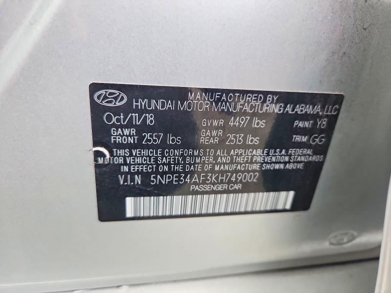 Продаж на аукціоні авто 2019 Hyundai Sonata, vin: 5NPE34AF3KH749002, номер лоту: 54708466