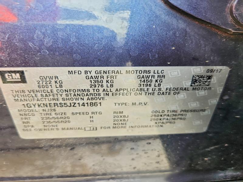 54123316 :رقم المزاد ، 1GYKNERS5JZ141861 vin ، 2018 Cadillac Xt5 مزاد بيع