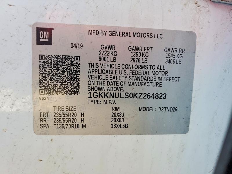 Продаж на аукціоні авто 2019 Gmc Acadia, vin: 1GKKNULS0KZ264823, номер лоту: 41800306