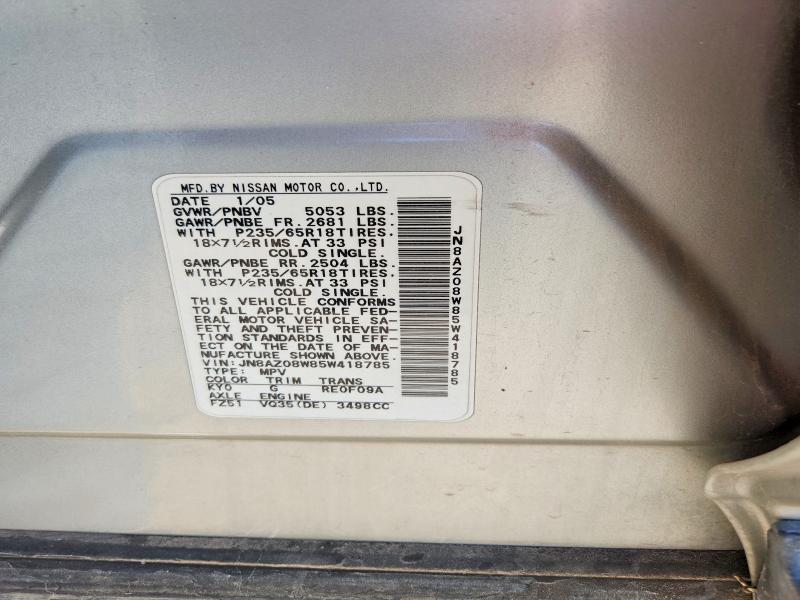 Aukcja sprzedaży 2005 Nissan Murano, vin: JN8AZ08W85W418785, numer aukcji: 52323086