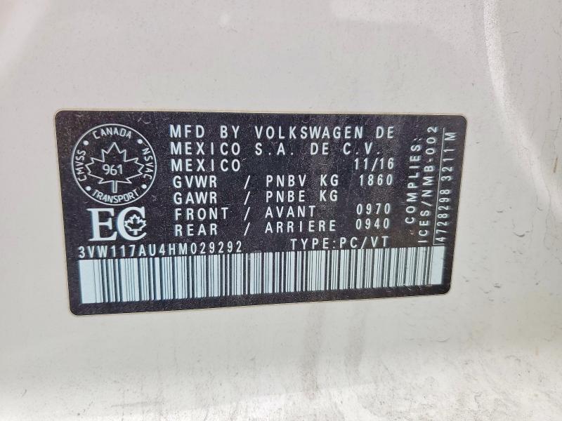 Aukcja sprzedaży 2017 Volkswagen Golf, vin: 3VW117AU4HM029292, numer aukcji: 52489976