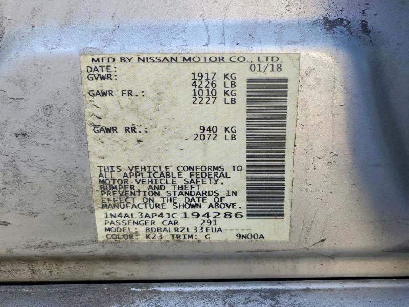 53159966 :رقم المزاد ، 1N4AL3AP4JC194286 vin ، 2018 Nissan Altima مزاد بيع