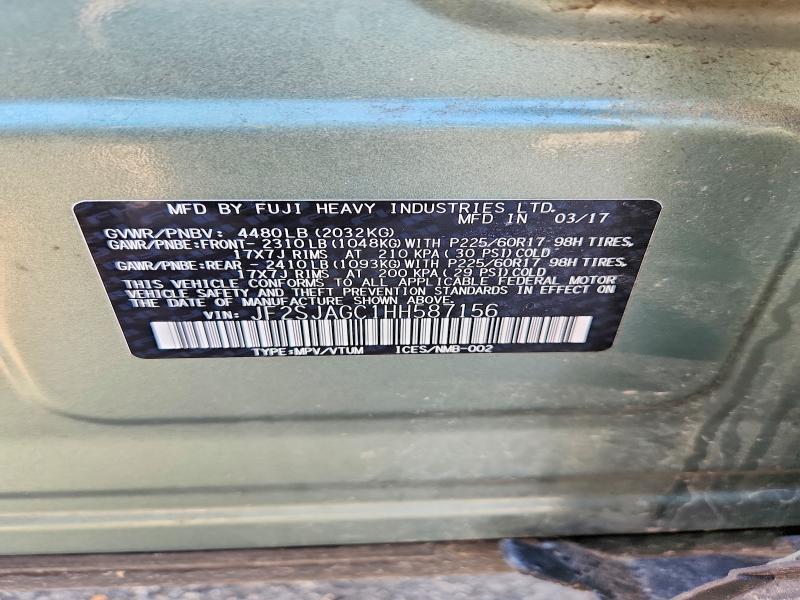53172896 :رقم المزاد ، JF2SJAGC1HH587156 vin ، 2017 Subaru Forester مزاد بيع
