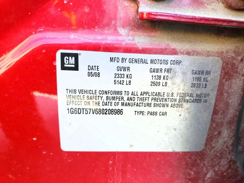 Auction sale of the 2008 Cadillac Cts, vin: 1G6DT57V680208986, lot number: 52480926