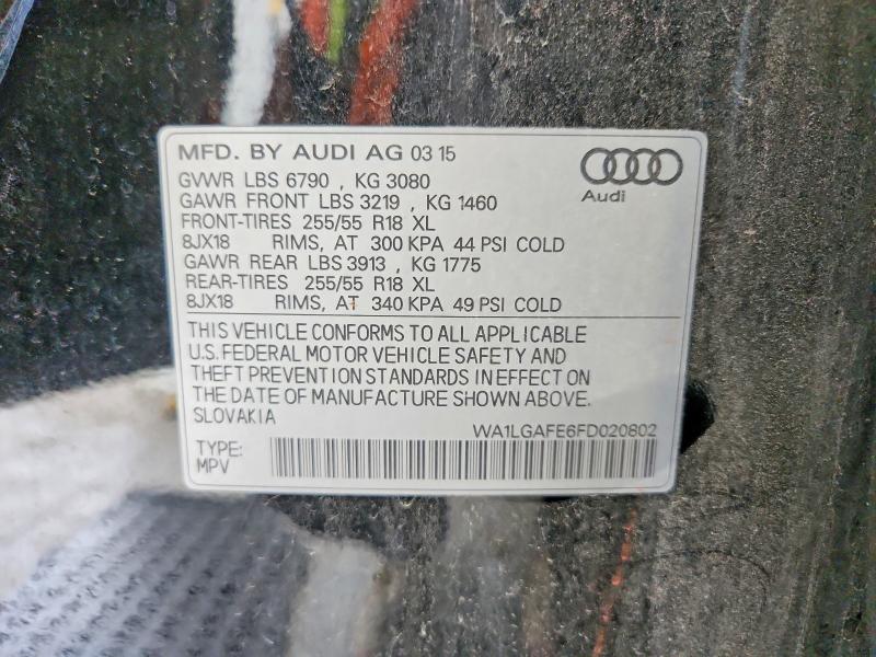 Продаж на аукціоні авто 2015 Audi Q7, vin: WA1LGAFE6FD020802, номер лоту: 54161666
