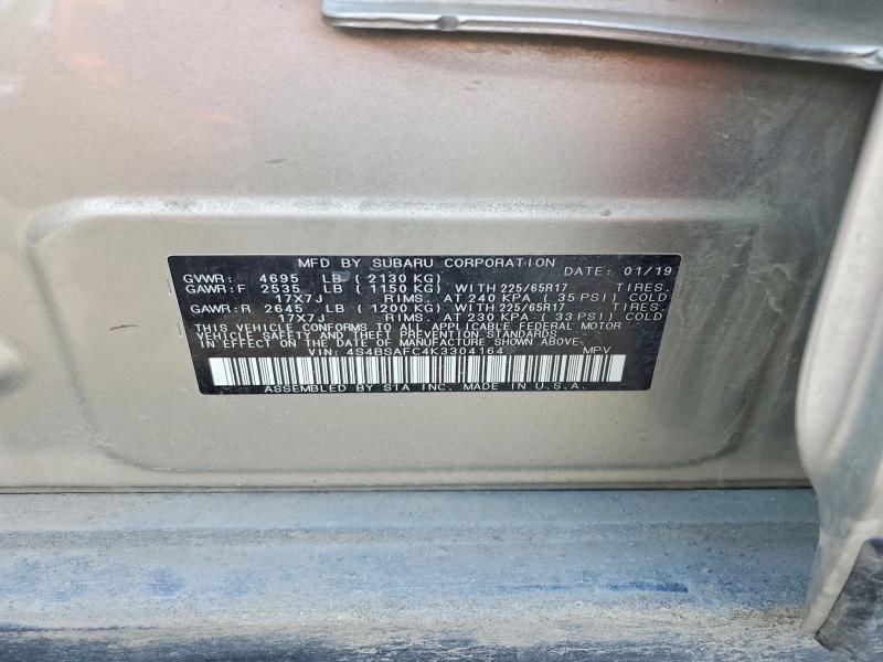 Aukcja sprzedaży 2019 Subaru Outback, vin: 4S4BSAFC4K3304164, numer aukcji: 54800866