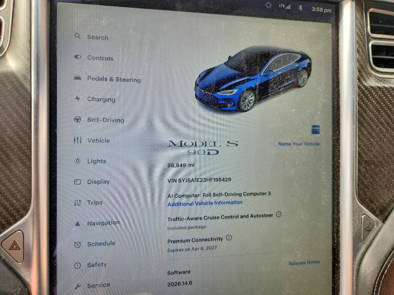 Aukcja sprzedaży 2017 Tesla Model S, vin: 5YJSA1E23HF198429, numer aukcji: 54210886