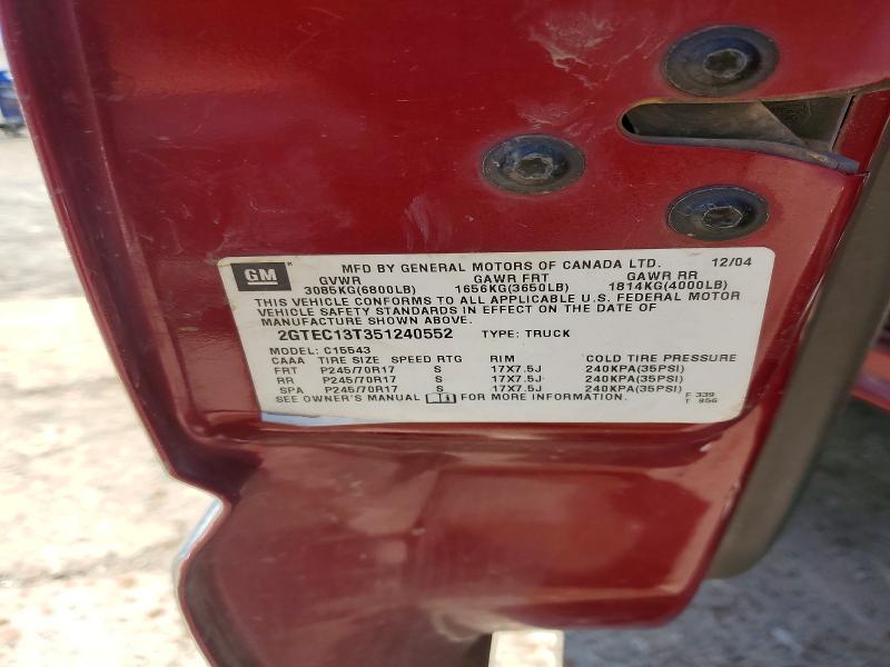 2005 Gmc New Sierra მანქანა იყიდება აუქციონზე, vin: 2GTEC13T351240552, აუქციონის ნომერი: 52587366