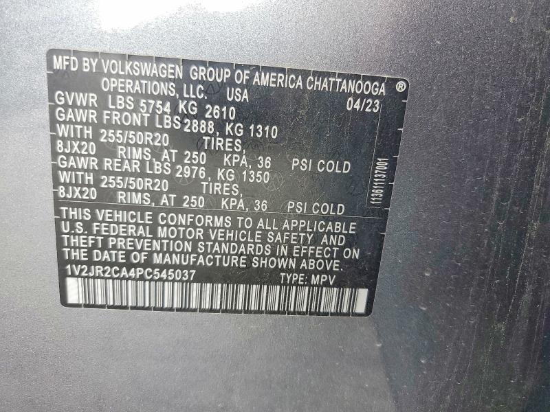 54169486 :رقم المزاد ، 1V2JR2CA4PC545037 vin ، 2023 Volkswagen Atlas مزاد بيع