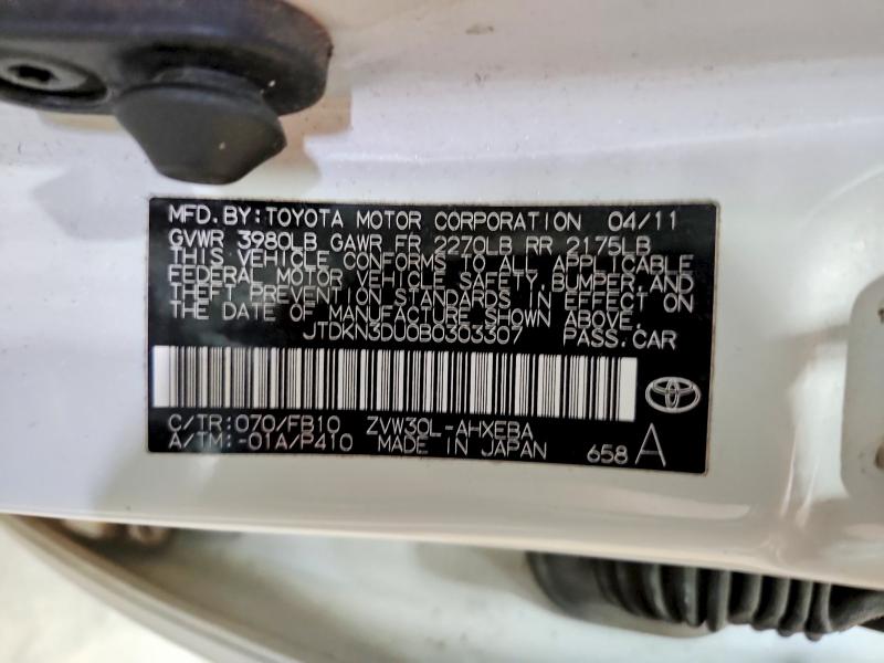 Продажа на аукционе авто 2011 Toyota Prius, vin: JTDKN3DU0B0303307, номер лота: 54291626