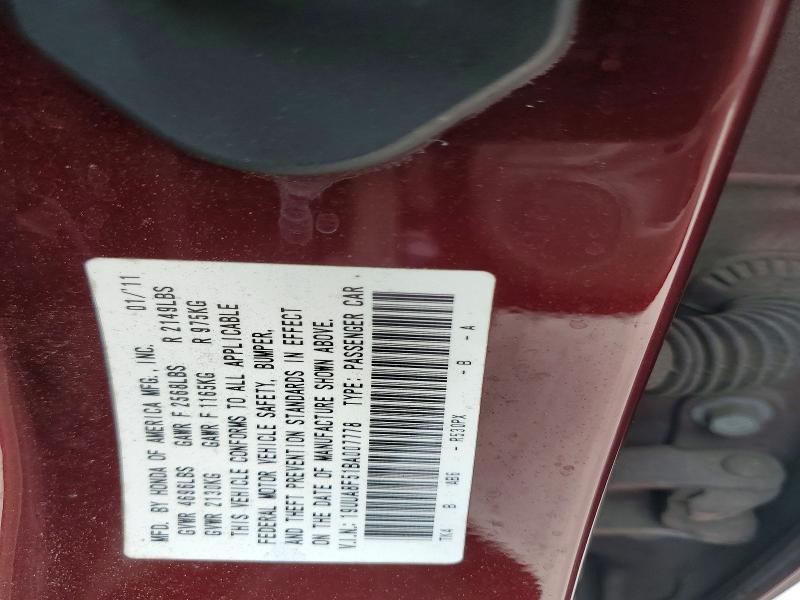 Aukcja sprzedaży 2011 Acura Tl, vin: 19UUA8F51BA007778, numer aukcji: 53643086