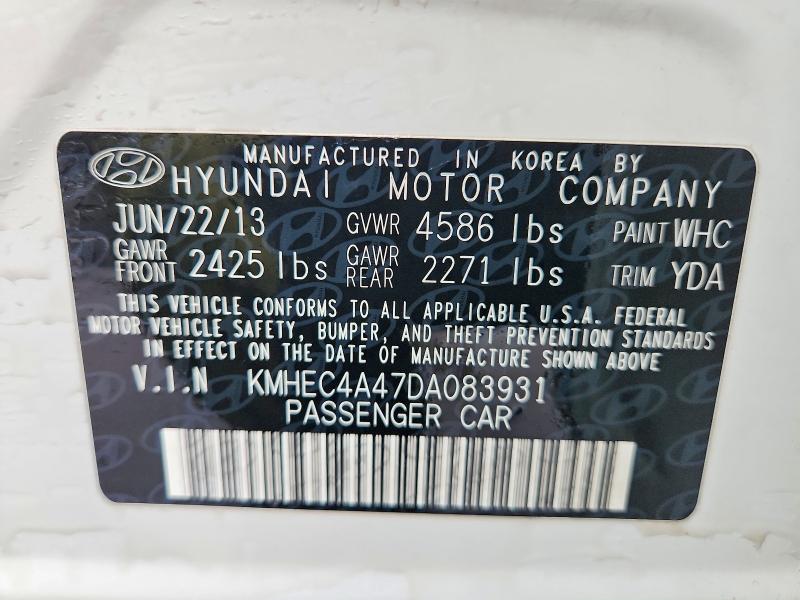 Продаж на аукціоні авто 2013 Hyundai Sonata, vin: KMHEC4A47DA083931, номер лоту: 52363946