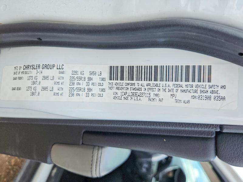 53112326 :رقم المزاد ، 1C4PJLDB3EW227115 vin ، 2014 Jeep Cherokee مزاد بيع