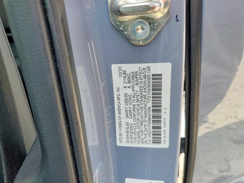 54366326 :رقم المزاد ، 1HGCV1F43MA007654 vin ، 2021 Honda Accord مزاد بيع