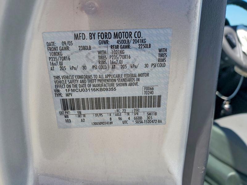54728736 :رقم المزاد ، 1FMCU03116KB09355 vin ، 2006 Ford Escape مزاد بيع