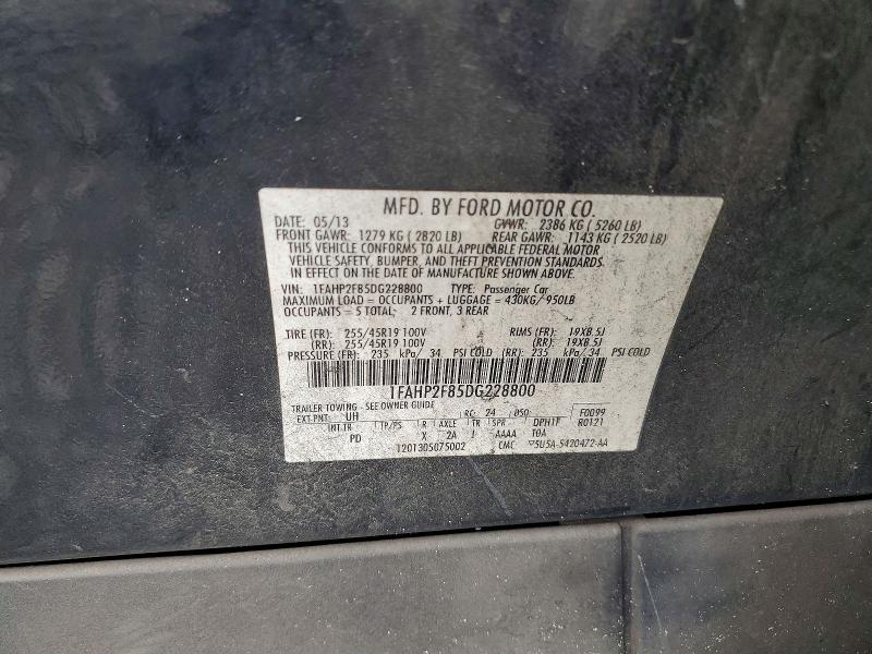 2013 Ford Taurus მანქანა იყიდება აუქციონზე, vin: 1FAHP2F85DG228800, აუქციონის ნომერი: 54765486