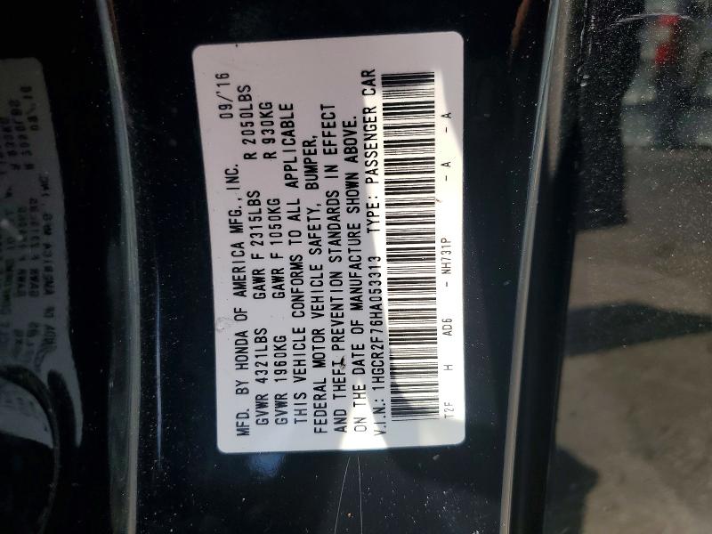 Aukcja sprzedaży 2017 Honda Accord, vin: 1HGCR2F76HA053313, numer aukcji: 52201016