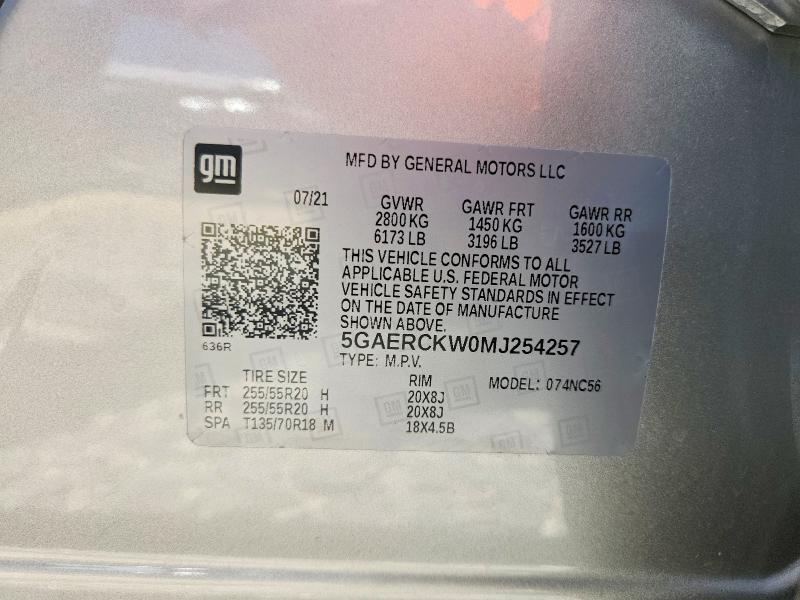 Продаж на аукціоні авто 2021 Buick Enclave, vin: 5GAERCKW0MJ254257, номер лоту: 53323836