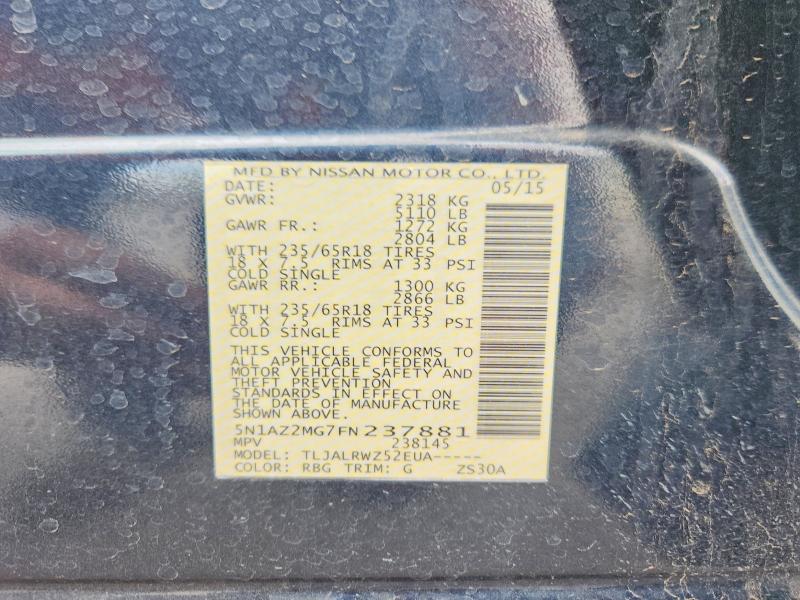 Aukcja sprzedaży 2015 Nissan Murano, vin: 5N1AZ2MG7FN237881, numer aukcji: 52391506