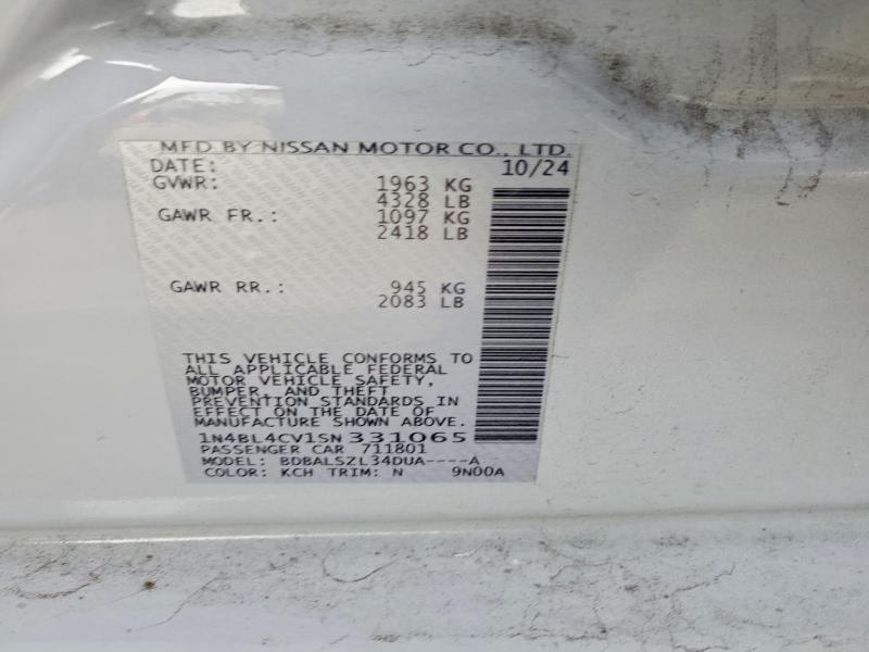Продаж на аукціоні авто 2025 Nissan Altima, vin: 1N4BL4CV1SN331065, номер лоту: 52555386
