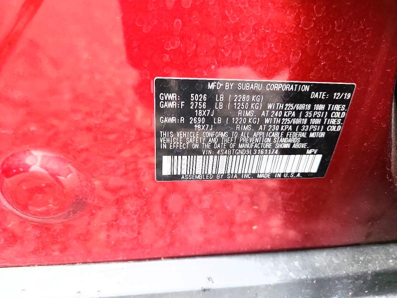 53029796 :رقم المزاد ، 4S4BTGND9L3161174 vin ، 2020 Subaru Outback مزاد بيع