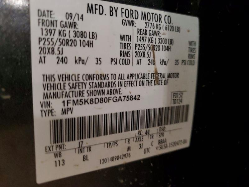 Aukcja sprzedaży 2015 Ford Explorer, vin: 1FM5K8D80FGA75842, numer aukcji: 53419316