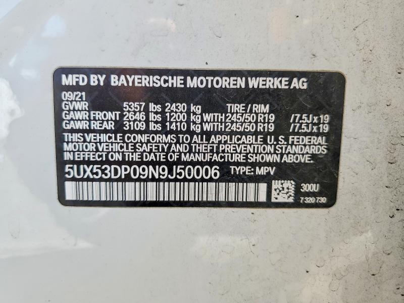 Продажа на аукционе авто 2022 Bmw X3, vin: 5UX53DP09N9J50006, номер лота: 52781736
