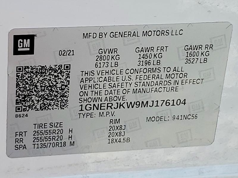 Продаж на аукціоні авто 2021 Chevrolet Traverse, vin: 1GNERJKW9MJ176104, номер лоту: 52081896