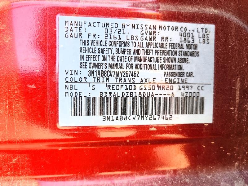 Aukcja sprzedaży 2021 Nissan Sentra, vin: 3N1AB8CV7MY267462, numer aukcji: 52951006