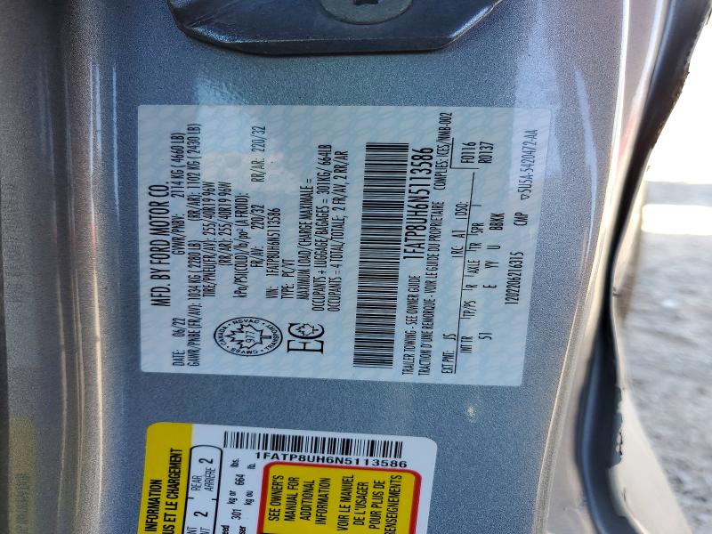 Продажа на аукционе авто 2022 Ford Mustang, vin: 1FATP8UH6N5113586, номер лота: 53813746
