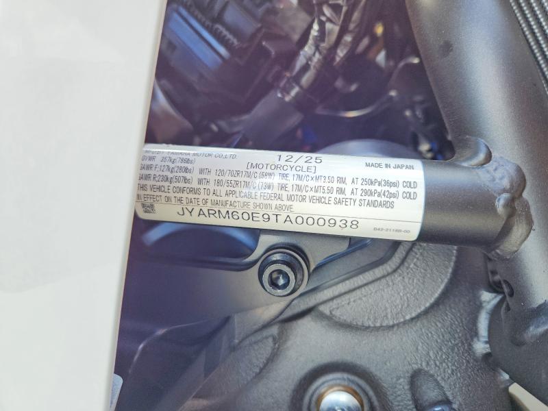 53272066 :رقم المزاد ، JYARM60E9TA000938 vin ، 2026 Yamaha Yzf690 مزاد بيع