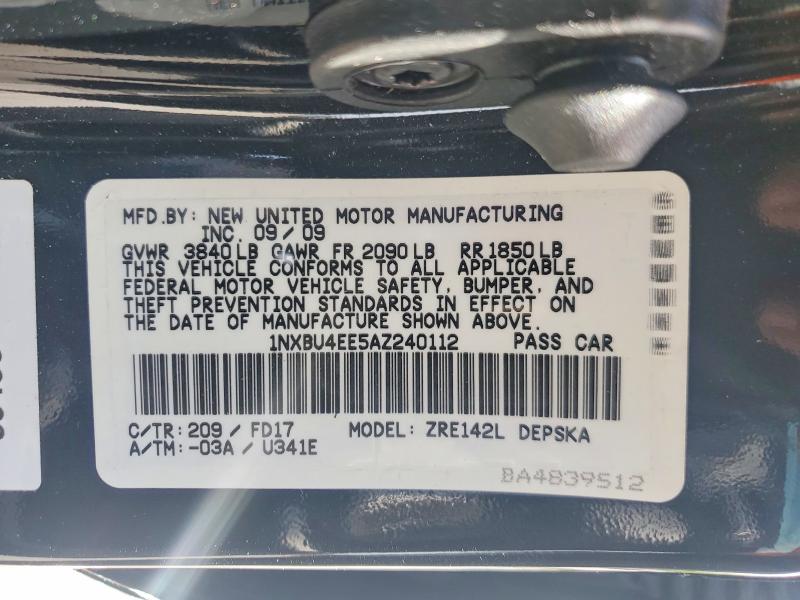 Aukcja sprzedaży 2010 Toyota Corolla, vin: 1NXBU4EE5AZ240112, numer aukcji: 52469456