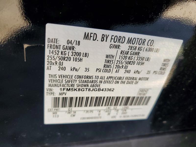 Продажа на аукционе авто 2018 Ford Explorer, vin: 1FM5K8GT8JGB43362, номер лота: 52020606