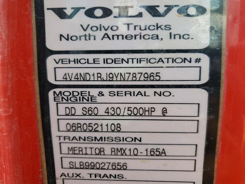 2000 Volvo Vnl მანქანა იყიდება აუქციონზე, vin: 4V4ND1RJ9YN787965, აუქციონის ნომერი: 53393106