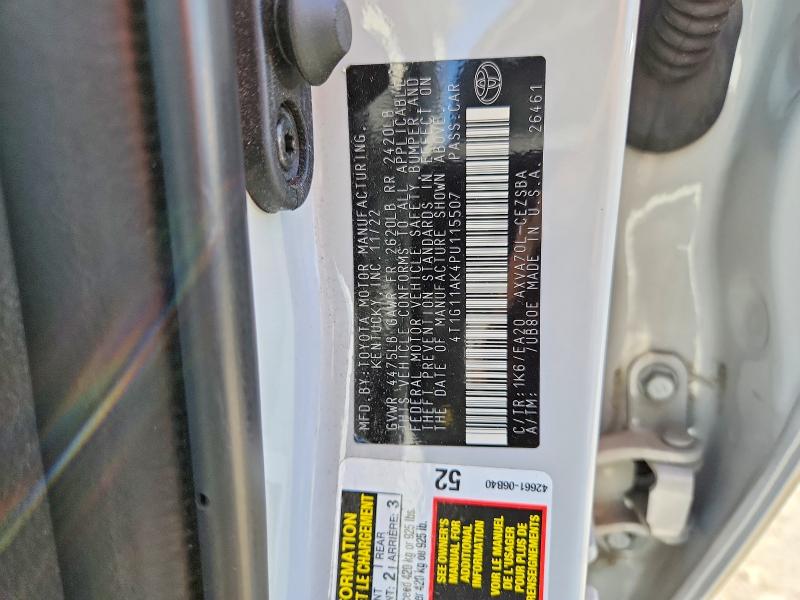 Aukcja sprzedaży 2023 Toyota Camry, vin: 4T1G11AK4PU115507, numer aukcji: 53767116