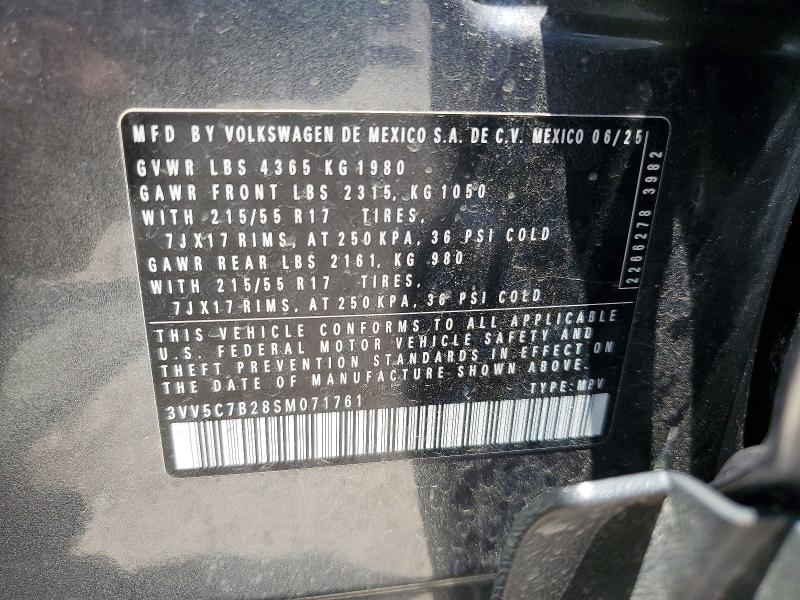 55084116 :رقم المزاد ، 3VV5C7B28SM071761 vin ، 2025 Volkswagen Taos مزاد بيع