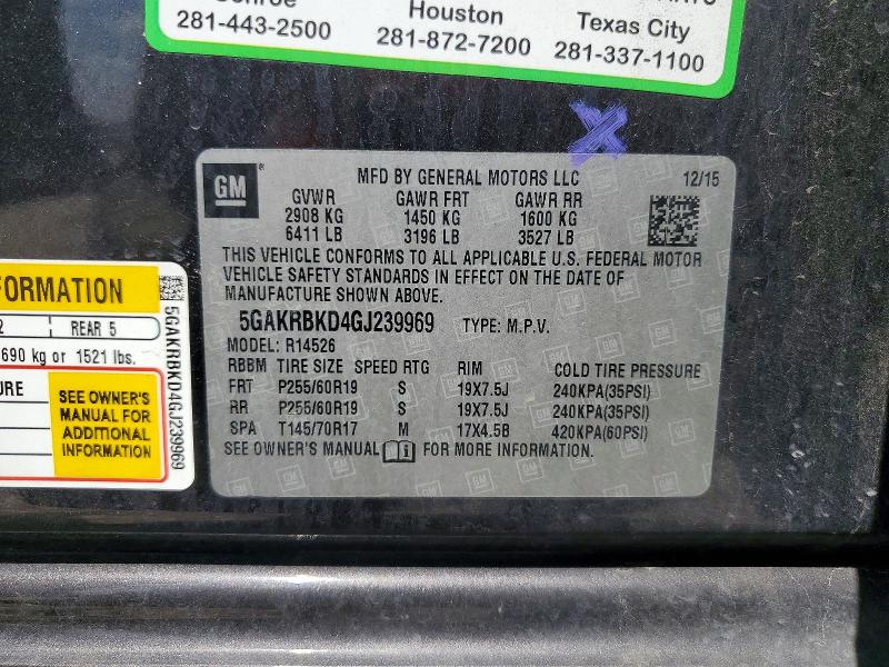 Aukcja sprzedaży 2016 Buick Enclave, vin: 5GAKRBKD4GJ239969, numer aukcji: 51962386