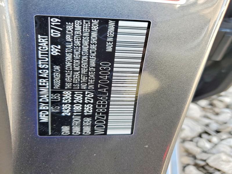 52738136 :رقم المزاد ، WDDZF8EB6LA704030 vin ، 2020 Mercedes-benz E مزاد بيع