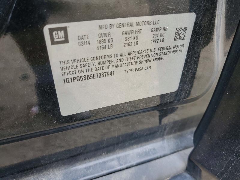 52169536 :رقم المزاد ، 1G1PG5SB5E7337941 vin ، 2014 Chevrolet Cruze مزاد بيع