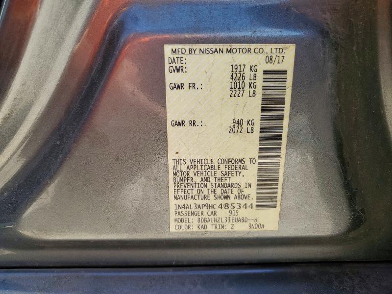 53643716 :رقم المزاد ، 1N4AL3AP9HC485344 vin ، 2017 Nissan Altima مزاد بيع