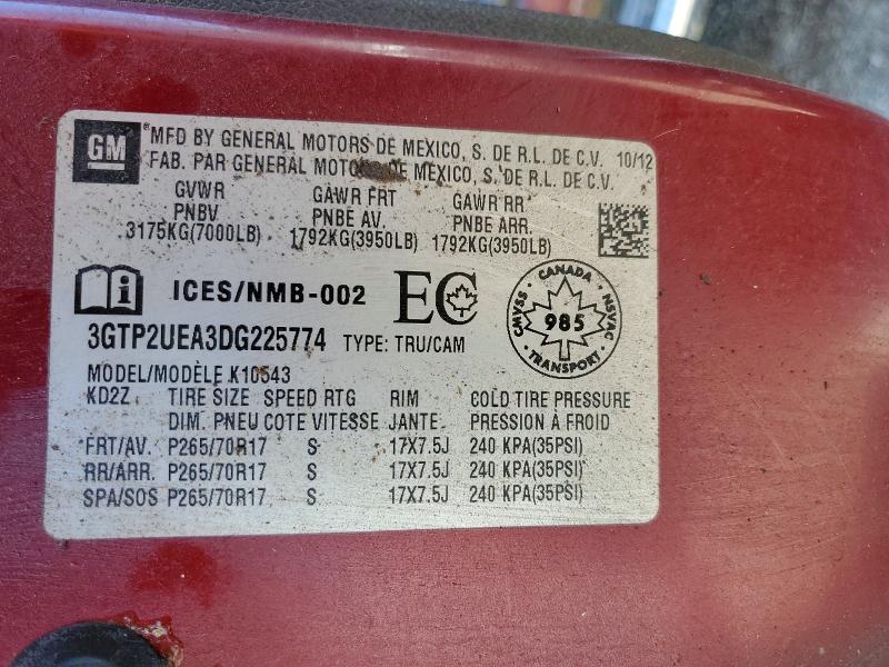 53698296 :رقم المزاد ، 3GTP2UEA3DG225774 vin ، 2013 Gmc Sierra مزاد بيع