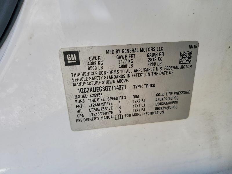 2016 Chevrolet Silverado მანქანა იყიდება აუქციონზე, vin: 1GC2KUEG3GZ114371, აუქციონის ნომერი: 54764326
