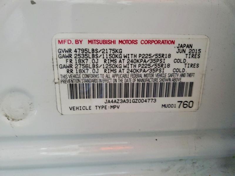 54662786 :رقم المزاد ، JA4AZ3A31GZ004773 vin ، 2016 Mitsubishi Outlander مزاد بيع