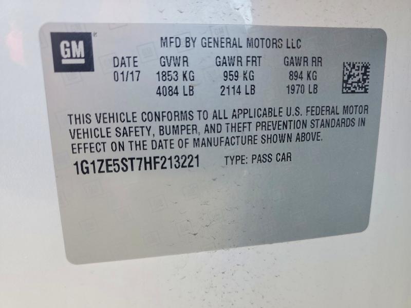 Продаж на аукціоні авто 2017 Chevrolet Malibu, vin: 1G1ZE5ST7HF213221, номер лоту: 53238746
