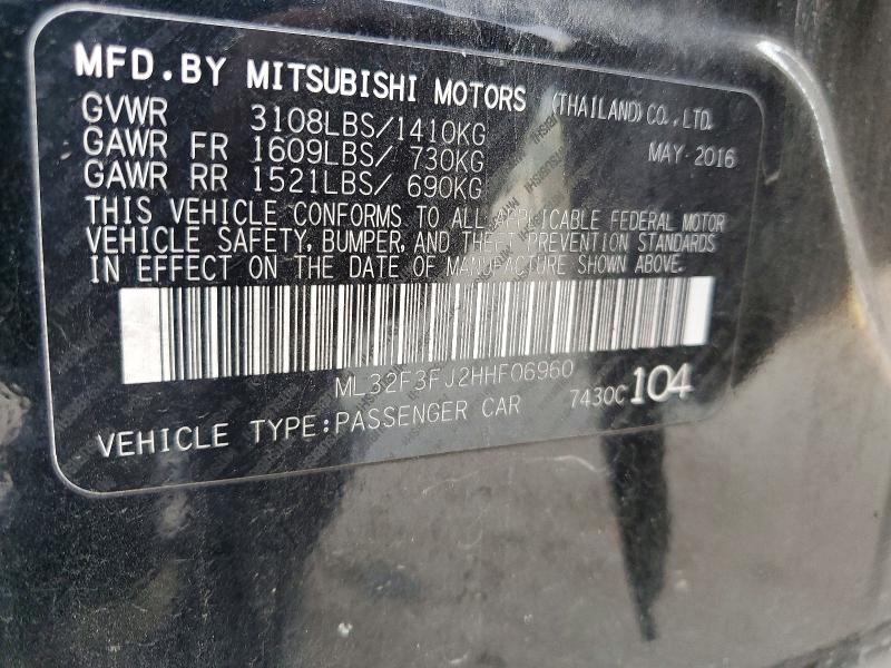 Продаж на аукціоні авто 2017 Mitsubishi Mirage, vin: ML32F3FJ2HHF06960, номер лоту: 52540386